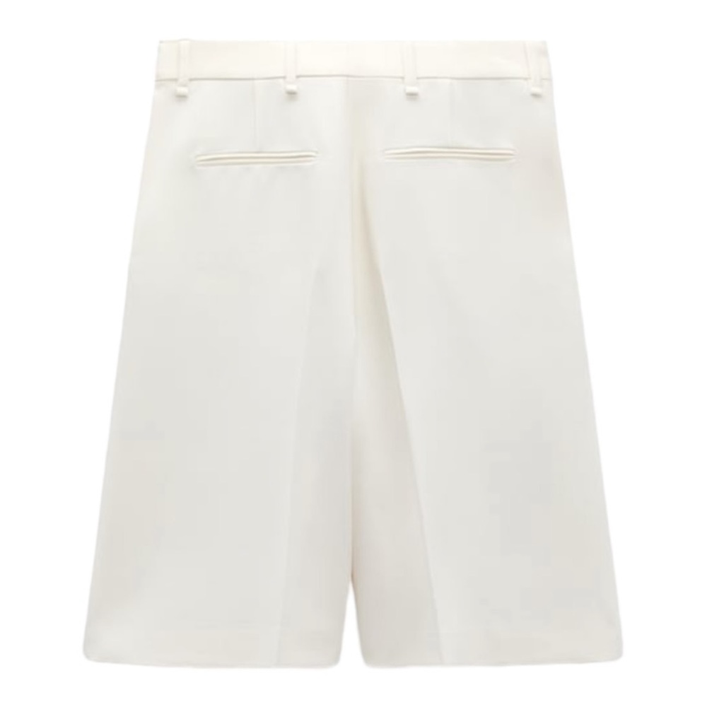 NWT. Zara Cream Tailored Bermuda Shorts - Picture 6 of 10